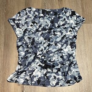 Banana Republic Women's Size 8 Blue Abstract Print‎ Twist Front Top Blouse EUC